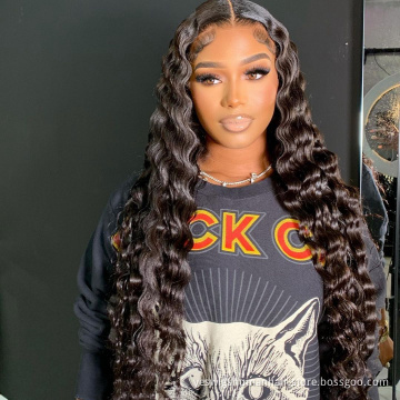 Raw Indian Virgin Loose Deep Wave Natural Human Hair Transparent Lace Frontal Wig Vendor Hd Full Lace Front Wig For Black Women
